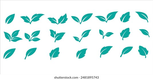 Leaves icon. Leaves icon set.Vector Stock Illustration. Leaf Shapes Collection. Fresh leaves icon symbol set.
