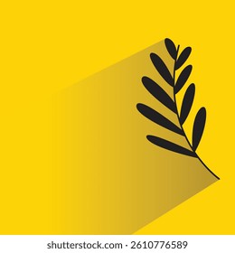 leaves icon with shadow on yellow background