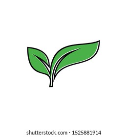 Leaves icon vector set isolated on white background. Various shapes of green trees and plants. Elements for eco and bio logos. 