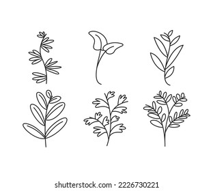 leaves icons set vector line illustration