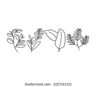 leaves icons set vector line illustration