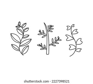 leaves icons set vector line illustration
