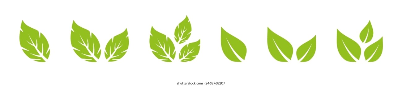 Verlässt Symbole. Vektorgrafik geht. Blatt-Symbolsatz