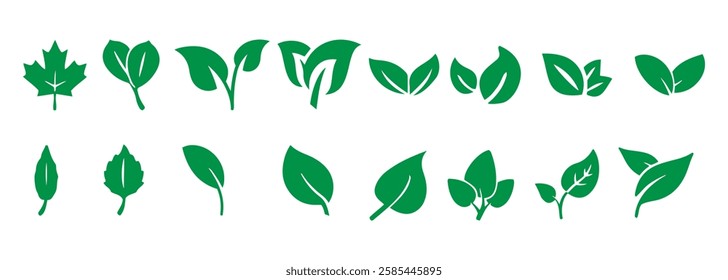 leaves icons vector set. nature sign illustration collection. tree symbol. Ecology logo.