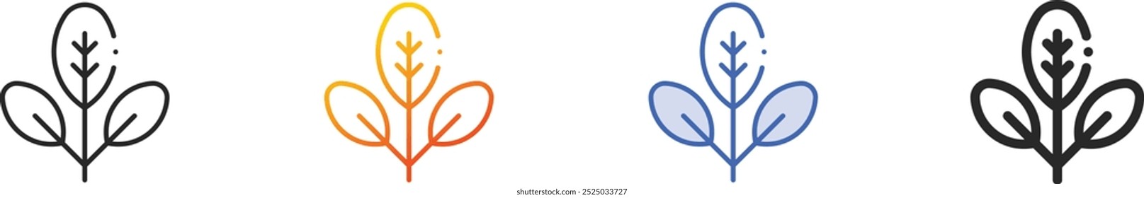 leaves icon.Thin Linear, Gradient, Blue Stroke and bold Style Design Isolated On White Background