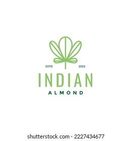 leaves indian almond line logo design vector
