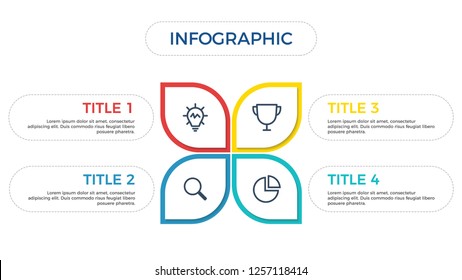 Leaves infographic element or presentation template vector with 4 options, steps, parts, points, lists, outline, workflow.