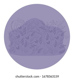 hojas dentro de un círculo diseño de la vegetación floral jardín adorno botánica decoración y tema de la vida Ilustración vectorial