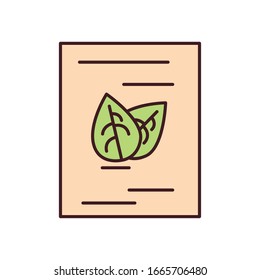 leaves inside document fill style icon design, Ecology eco save green natural organic environment protection and care theme Vector illustration