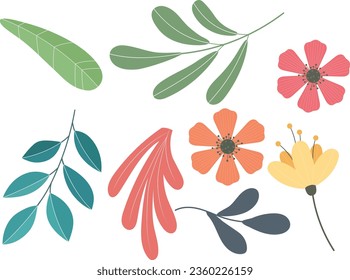 Leaves isolated design vector. leaves clipart. watercolour green leaves element. hand drawn leaves isolated. hand drawn clipart vector 