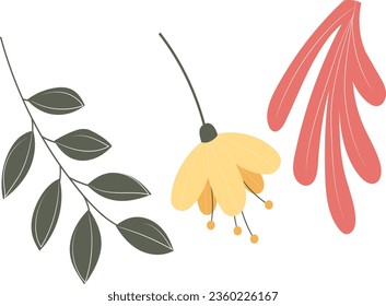 Leaves isolated design vector. leaves clipart. watercolour green leaves element. hand drawn leaves isolated. hand drawn clipart vector 