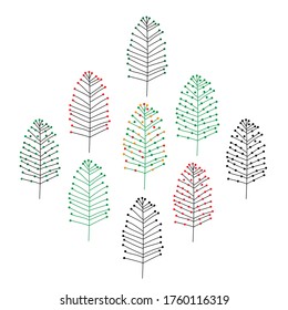 Leaves isolated on white background. Various shapes of leaves of trees and plants. Elements for eco and bio logos.