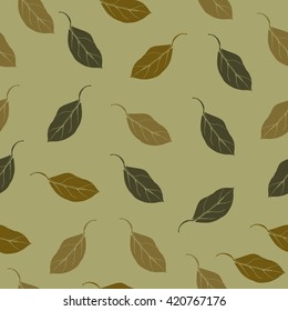 The leaves are khaki in color. Seamless pattern. Vector illustration