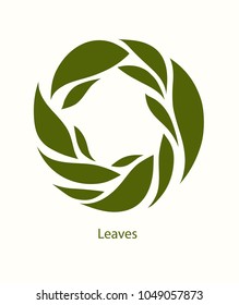 Leaves Label abstract design. Round icon. Beautiful Logo Garden Company.