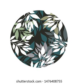 Leaves Label abstract design. Round icon. Beautiful Logo Garden Company.