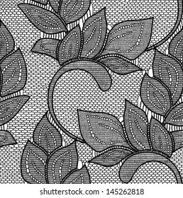 Leaves lace seamless pattern.