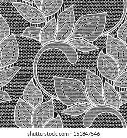 Leaves lace seamless pattern. 