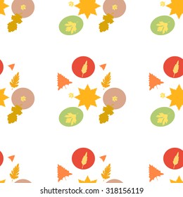 Leaves and leaf different shape. Nature background with leaves. Eco, native, plant seamless pattern. Autumn vector background. Leaves seamless pattern on isolated background 