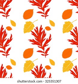 Leaves and leaf different shape. Nature background with leaves. Eco, native, plant seamless pattern. Autumn vector background. Leaves seamless pattern on isolated background 