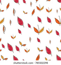 Leaves, leaf fall. Seamless floral pattern. Vector