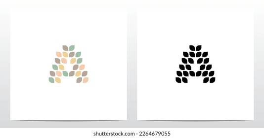Diseño A de logotipo de letra hoja de hojas