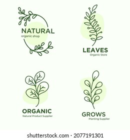 Leaves Leaf Modern Simple Logo Brand Natural Organic Outline Style illustration