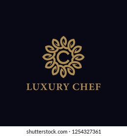 Leaves Letter C Flower Logo design Infinity loop vector template. Luxury logo