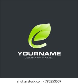 Leaves and a letter (e) in one symbol.
