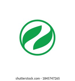 Blätter und Buchstabe E, Vektorsymbol