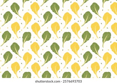 Leaves of lettuce seamless pattern. Vector illustration for web design or print.