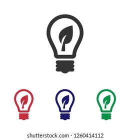 Leaves in Light Bulb icon.Ecologic Light Bulb vector sign.Eco concept illustration for graphic design, web and mobile platforms.