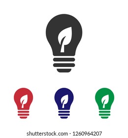 Leaves in Light Bulb icon.Ecologic Light Bulb vector sign.Eco concept illustration for graphic design, web and mobile platforms.