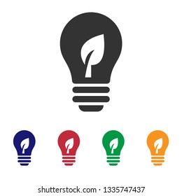 Leaves in Light Bulb icon.Ecologic Light Bulb vector sign.Eco concept illustration for graphic design, web and mobile platforms.