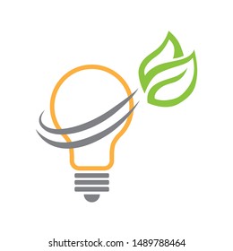 Leaves and light bulb, vector logo icon