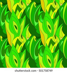 leaves light green seamless pattern