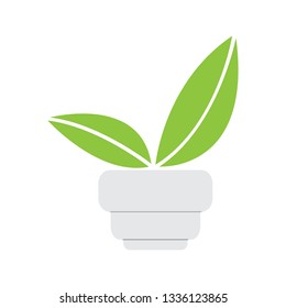 Leaves in a lightbulb. Eco icon. Vector illustration design