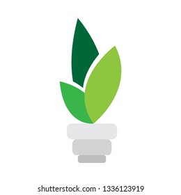 Leaves in a lightbulb. Eco icon. Vector illustration design