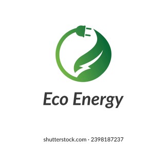 Leaves With Lightning Logo Symbol. Renewable Green Energy Logo Design. Eco Power Company Symbol. Green Natural Electricity Vector Illustration.