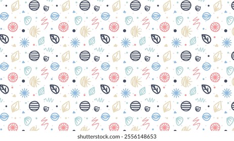 Leaves line art hand drawn pattern background design