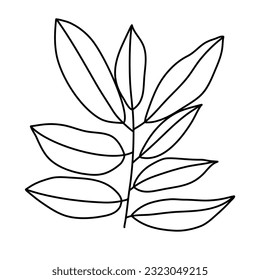 leaves line art outline botanical illustration

