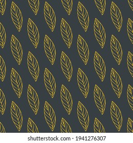 Deja un patrón de estilo de arte de línea vectorial sin fisuras. Ilustración vectorial decorativa, buena para imprimir. Papel de fondo de pantalla de hojas blancas y negras sin fisuras vectorial. Excelente para etiquetas, impresión, embalaje, tela.