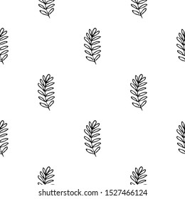 Leaves line black vector seamless pattern. Decorative vector illustration, good for printing. Black and white leaves line  wallpaper seamless vector. Great for label, print, packaging, fabric.