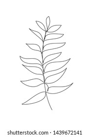 Leaves line drawing art. Continuous line illustration. Vector editable line. Nature logo, icon, design