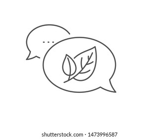 Leaves line icon. Chat bubble design. Nature plant leaf sign. Environmental care symbol. Outline concept. Thin line leaf icon. Vector