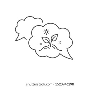 Leaves line icon. Chat bubble design. Grow plant leaf sign. Environmental care symbol. Outline concept. Thin line grow plant icon. Vector