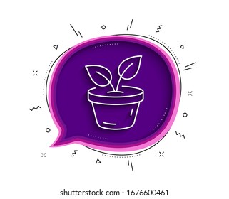 Leaves line icon. Chat bubble with shadow. Grow plant leaf sign. Environmental care symbol. Thin line leaves icon. Vector