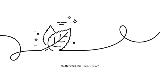 Leaves line icon. Continuous one line with curl. Nature plant leaf sign. Environmental care symbol. Leaf single outline ribbon. Loop curve pattern. Vector