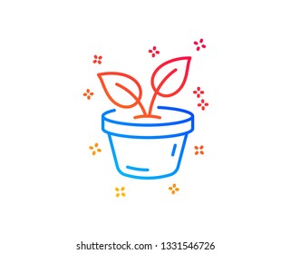 Leaves line icon. Grow plant leaf sign. Environmental care symbol. Gradient design elements. Linear leaves icon. Random shapes. Vector