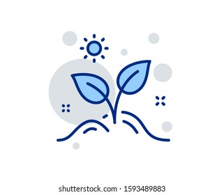 Leaves line icon. Grow plant leaf sign. Environmental care symbol. Linear design sign. Colorful grow plant icon. Vector