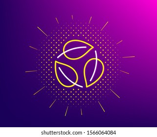 Leaves line icon. Halftone pattern. Nature plant leaf sign. Environmental care symbol. Gradient background. Leaves line icon. Yellow halftone pattern. Vector